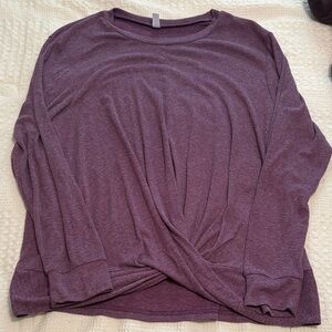 Twist-Hem Long Sleeve Top in Plum